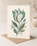 Boho Teal Tulip Greeting Card